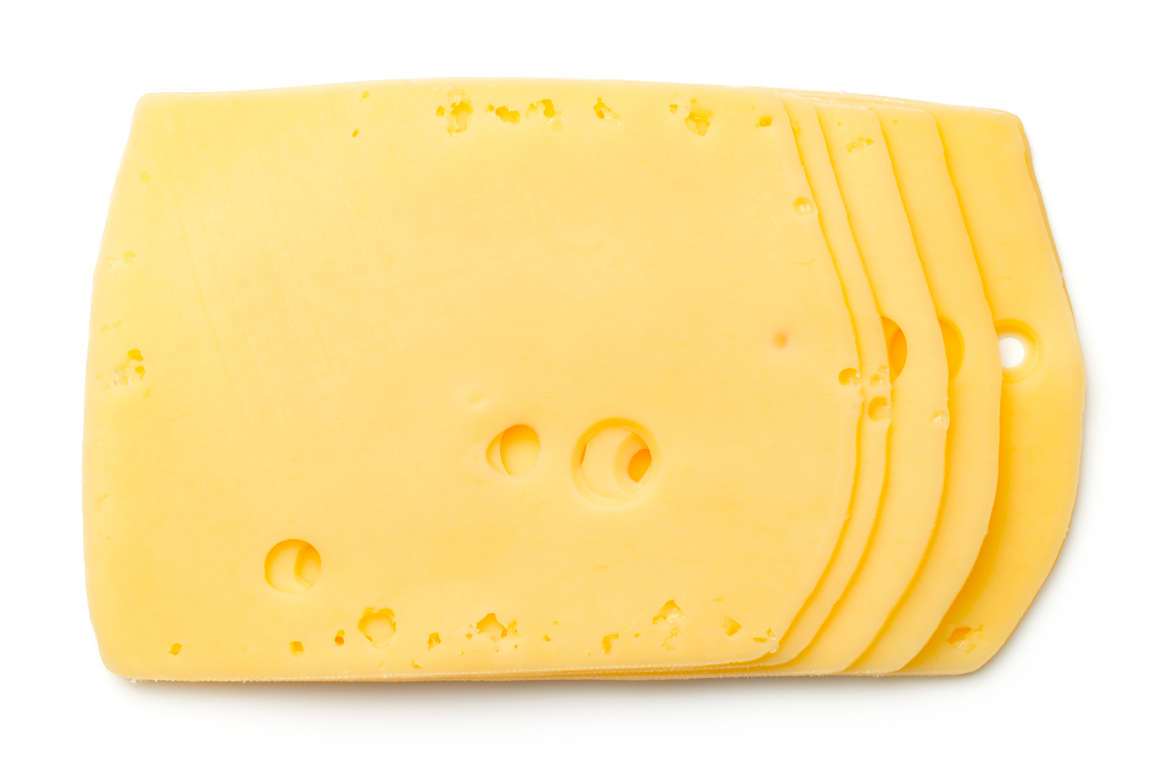 Cheese Slices Isolated on White Background